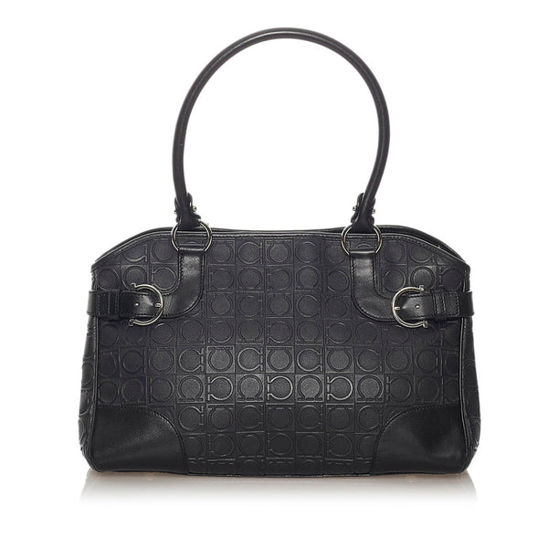 サルヴァトーレフェラガモ EE-21 4911 ブラック レザー トートバッグ レディース Salvatore Ferragamo 【中古】