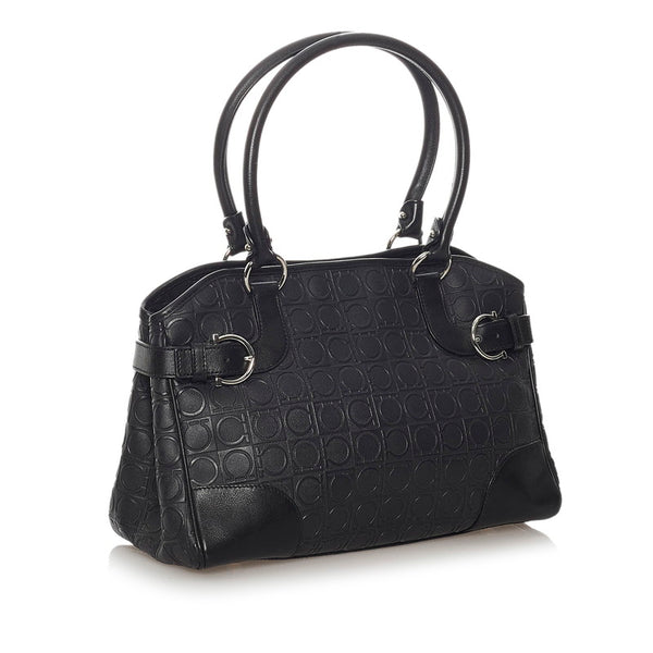 サルヴァトーレフェラガモ EE-21 4911 ブラック レザー トートバッグ レディース Salvatore Ferragamo 【中古】