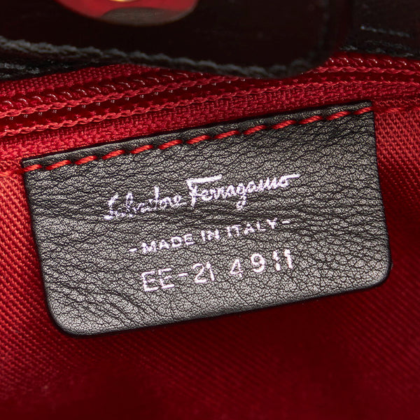 サルヴァトーレフェラガモ EE-21 4911 ブラック レザー トートバッグ レディース Salvatore Ferragamo 【中古】