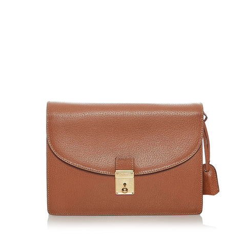 グッチ セカンドバッグ 018 122 1940 ブラウン レザー レディース GUCCI 【中古】