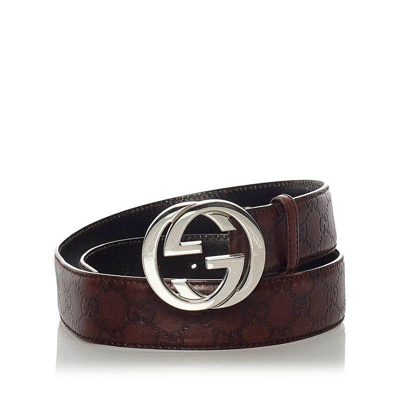 グッチ グッチシマ 114984 ブラウン レザー ベルト レディース GUCCI 【中古】