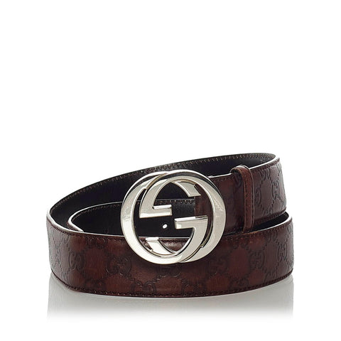 グッチ グッチシマ 114984 ブラウン レザー ベルト レディース GUCCI 【中古】