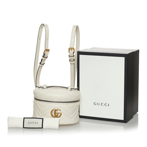 グッチ GGマーモント リュック バックパック バニティ 2WAY 598594 ホワイト レザー レディース GUCCI 【中古】