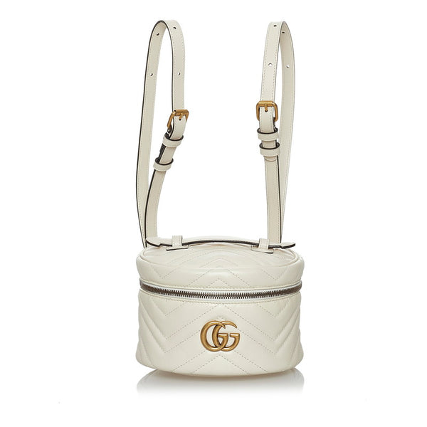 グッチ GGマーモント リュック バックパック バニティ 2WAY 598594 ホワイト レザー レディース GUCCI 【中古】