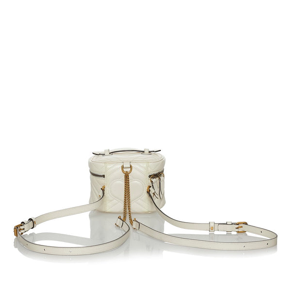 グッチ GGマーモント リュック バックパック バニティ 2WAY 598594 ホワイト レザー レディース GUCCI 【中古】