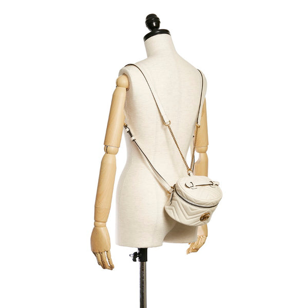 グッチ GGマーモント リュック バックパック バニティ 2WAY 598594 ホワイト レザー レディース GUCCI 【中古】