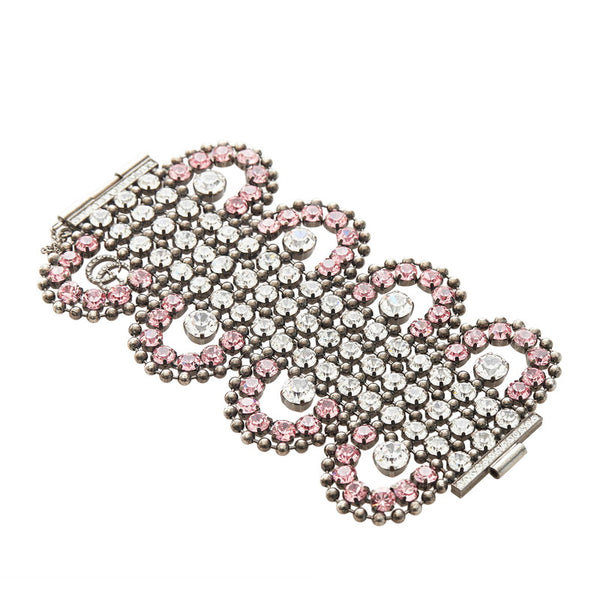 グッチ ブレスレット ピンク メッキ ラインストーン レディース GUCCI 【中古】