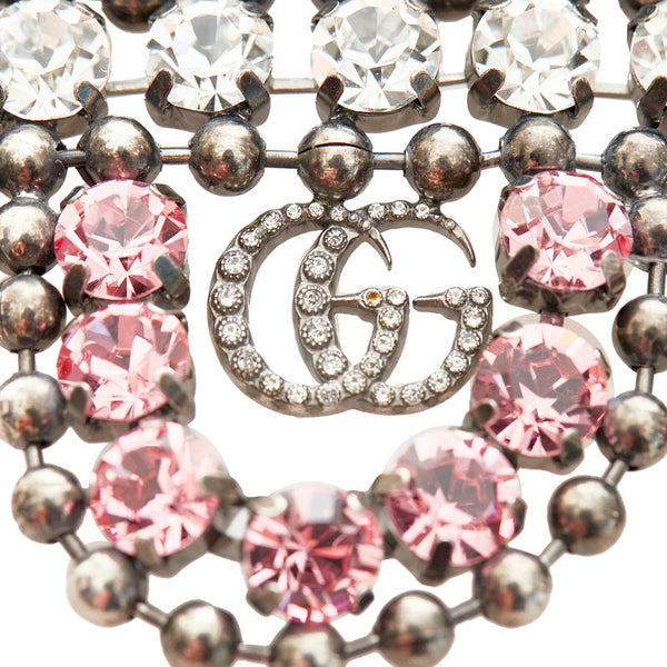 グッチ ブレスレット ピンク メッキ ラインストーン レディース GUCCI 【中古】
