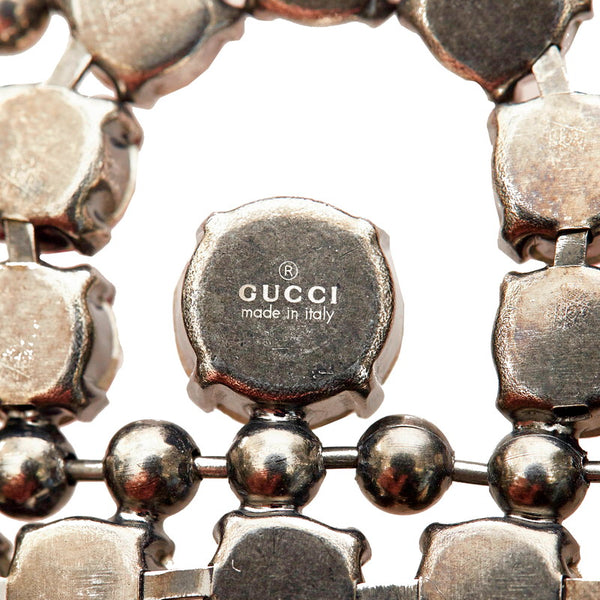 グッチ ブレスレット ピンク メッキ ラインストーン レディース GUCCI 【中古】