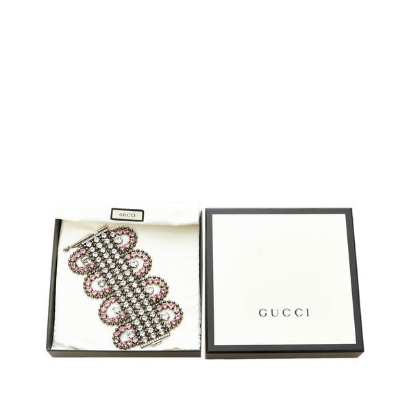 グッチ ブレスレット ピンク メッキ ラインストーン レディース GUCCI 【中古】