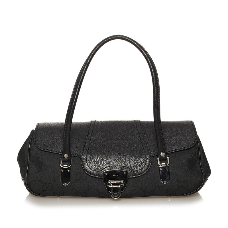 グッチ GGナイロン 179779 ブラック キャンバス レザー ハンドバッグ レディース GUCCI 【中古】