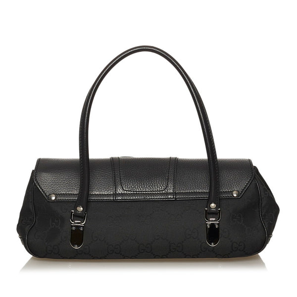 グッチ GGナイロン 179779 ブラック キャンバス レザー ハンドバッグ レディース GUCCI 【中古】