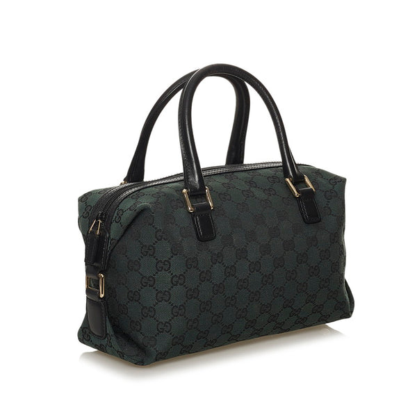 グッチ GGキャンバス 272375 グリーン キャンバス レザー ハンドバッグ レディース GUCCI 【中古】