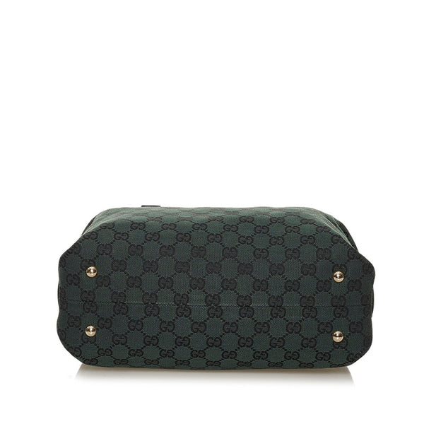 グッチ GGキャンバス 272375 グリーン キャンバス レザー ハンドバッグ レディース GUCCI 【中古】