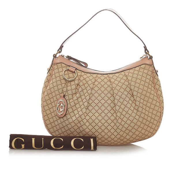 グッチ ディアマンテ 232955 ベージュ キャンバス レザー ワンショルダー レディース GUCCI 【中古】