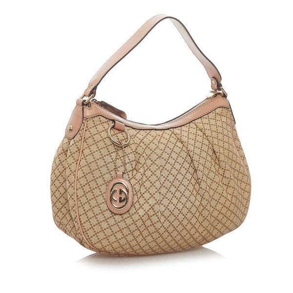 グッチ ディアマンテ 232955 ベージュ キャンバス レザー ワンショルダー レディース GUCCI 【中古】