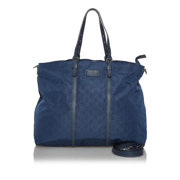 グッチ GG柄 387068 ネイビー ナイロン トートバック ショルダバッグ2WAY レディース GUCCI 【中古】