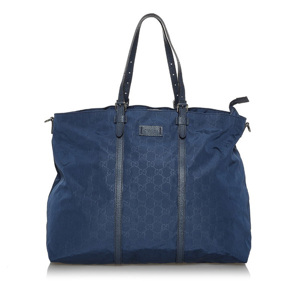 グッチ GG柄 387068 ネイビー ナイロン トートバック ショルダバッグ2WAY レディース GUCCI 【中古】