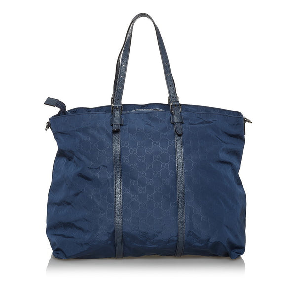 グッチ GG柄 387068 ネイビー ナイロン トートバック ショルダバッグ2WAY レディース GUCCI 【中古】
