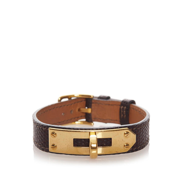 エルメス ダークブラウン レザー ケリー ブレスレット レディース HERMES 〇X刻印 【中古】