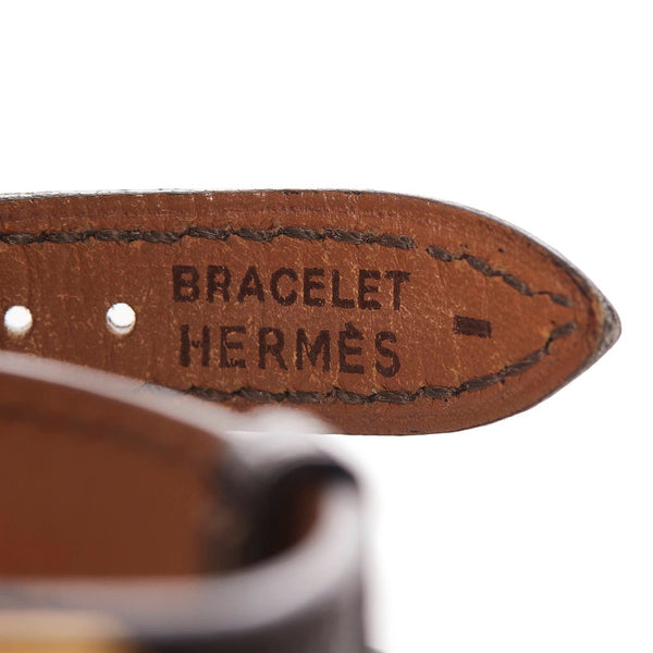 エルメス ダークブラウン レザー ケリー ブレスレット レディース HERMES 〇X刻印 【中古】