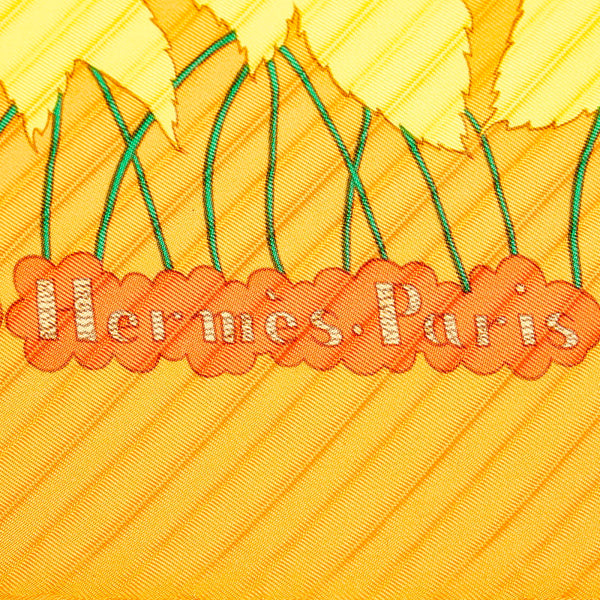 エルメス Les merises さくらんぼ オレンジ シルク スカーフ レディース HERMES 【中古】