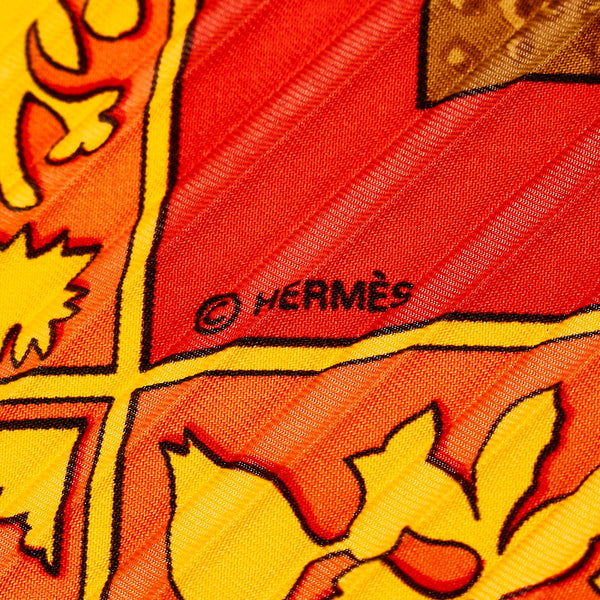 エルメス EARLY AMERICA 古き良きアメリカ レッド シルク スカーフ レディース HERMES 【中古】