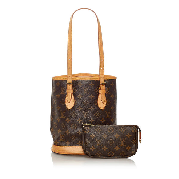ルイ ヴィトン モノグラム バケットPM M42238 ブラウン PVC レザー ハンドバッグ レディース LOUIS VUITTON 【中古】