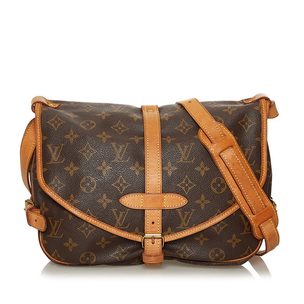 ルイ ヴィトン モノグラム ソミュール30 M42256 ブラウン PVC レザー 斜めがけ ショルダーバッグ レディース LOUIS VUITTON 【中古】