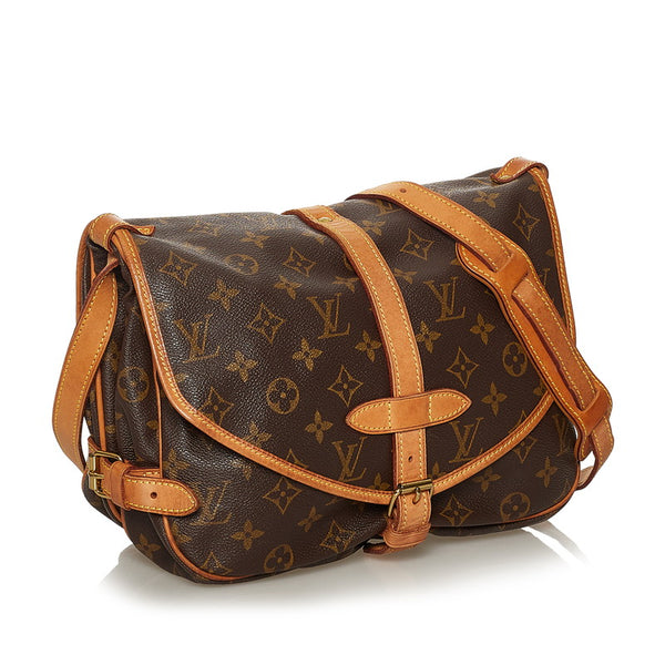 ルイ ヴィトン モノグラム ソミュール30 M42256 ブラウン PVC レザー 斜めがけ ショルダーバッグ レディース LOUIS VUITTON 【中古】