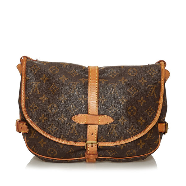 ルイ ヴィトン モノグラム ソミュール30 M42256 ブラウン PVC レザー 斜めがけ ショルダーバッグ レディース LOUIS VUITTON 【中古】