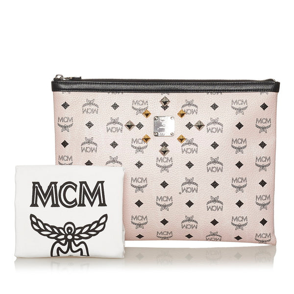 エム シー エム ヴィセトス ラブレスコラボ クラッチバッグ ピンク ブラック レザー レディース MCM 【中古】