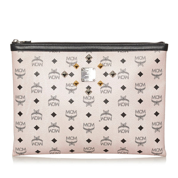 エム シー エム ヴィセトス ラブレスコラボ クラッチバッグ ピンク ブラック レザー レディース MCM 【中古】