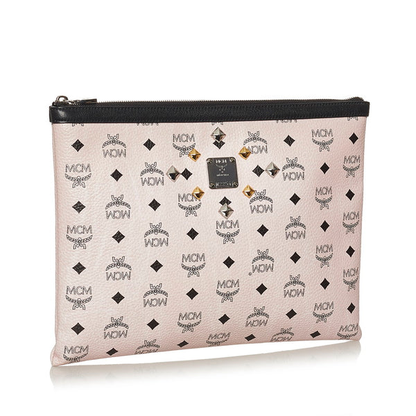 エム シー エム ヴィセトス ラブレスコラボ クラッチバッグ ピンク ブラック レザー レディース MCM 【中古】