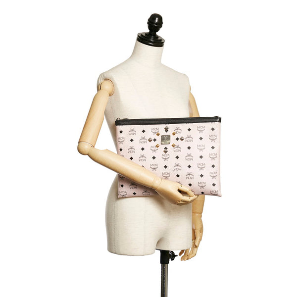 エム シー エム ヴィセトス ラブレスコラボ クラッチバッグ ピンク ブラック レザー レディース MCM 【中古】