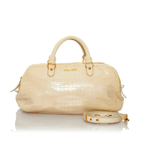 ミュウミュウ ハンドバッグ ショルダーバッグ 2WAY  ベージュ レザー レディース MIUMIU 【中古】