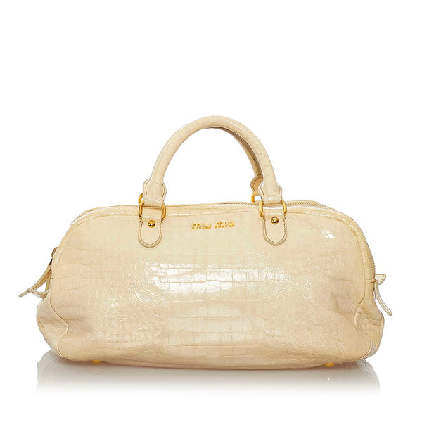 ミュウミュウ ハンドバッグ ショルダーバッグ 2WAY  ベージュ レザー レディース MIUMIU 【中古】
