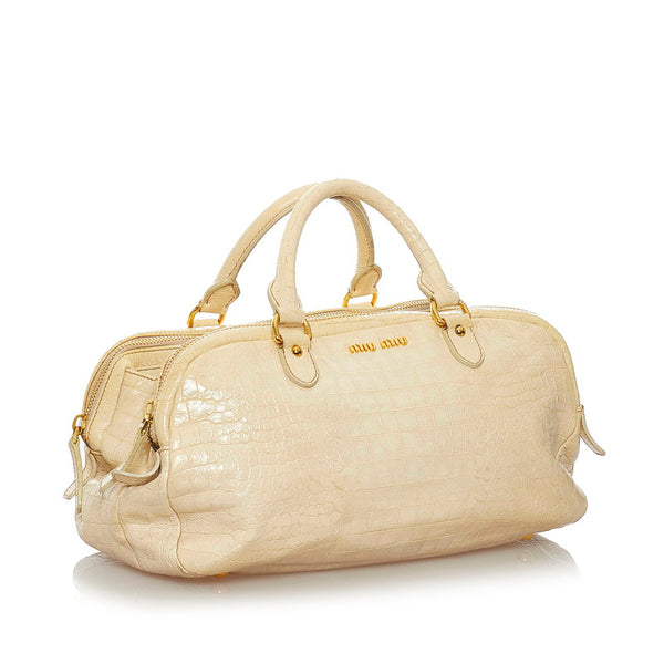 ミュウミュウ ハンドバッグ ショルダーバッグ 2WAY  ベージュ レザー レディース MIUMIU 【中古】