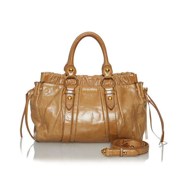 ミュウミュウ ハンドバッグ ショルダーバッグ 2WAY  ベージュ レザー レディース MIUMIU 【中古】
