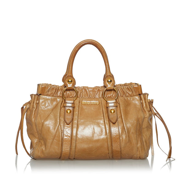 ミュウミュウ ハンドバッグ ショルダーバッグ 2WAY  ベージュ レザー レディース MIUMIU 【中古】