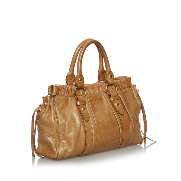 ミュウミュウ ハンドバッグ ショルダーバッグ 2WAY  ベージュ レザー レディース MIUMIU 【中古】