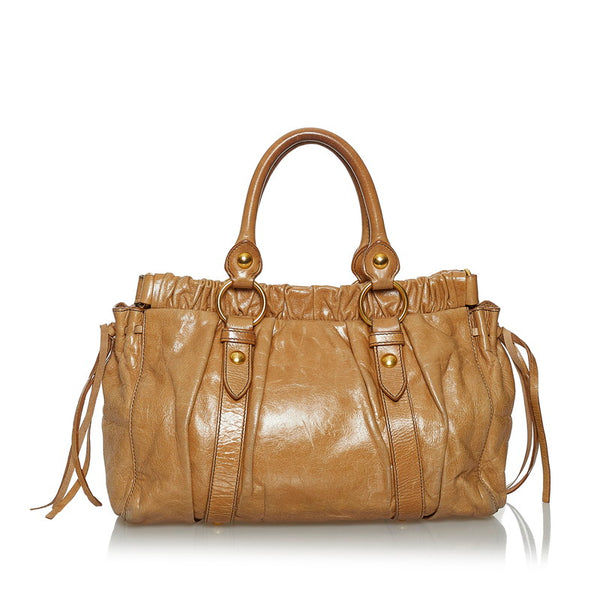 ミュウミュウ ハンドバッグ ショルダーバッグ 2WAY  ベージュ レザー レディース MIUMIU 【中古】