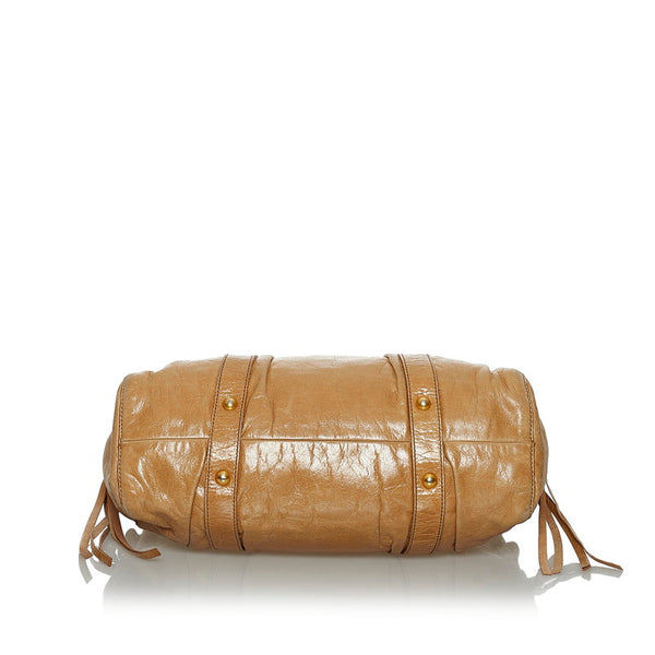 ミュウミュウ ハンドバッグ ショルダーバッグ 2WAY  ベージュ レザー レディース MIUMIU 【中古】