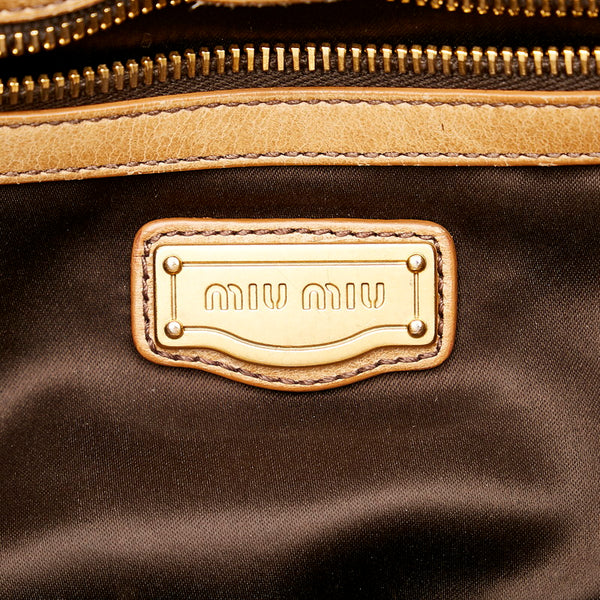 ミュウミュウ ハンドバッグ ショルダーバッグ 2WAY  ベージュ レザー レディース MIUMIU 【中古】