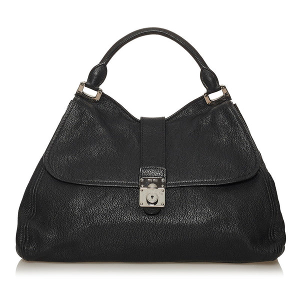 ミュウミュウ ブラック レザー ハンドバッグ ショルダーバッグ2way レディース MIUMIU 【中古】