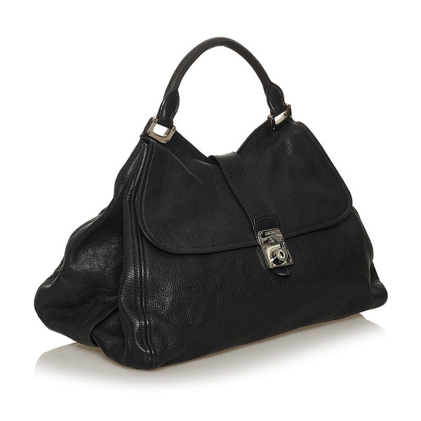 ミュウミュウ ブラック レザー ハンドバッグ ショルダーバッグ2way レディース MIUMIU 【中古】