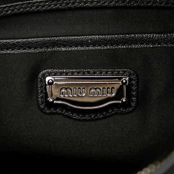 ミュウミュウ ブラック レザー ハンドバッグ ショルダーバッグ2way レディース MIUMIU 【中古】