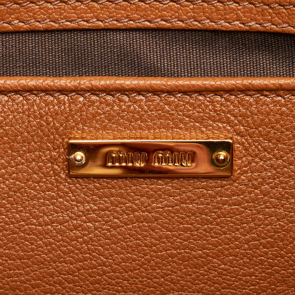 ミュウミュウ ブラウン レザー ハンドバッグ ショルダーバッグ ２WAY レディース MIUMIU 【中古】