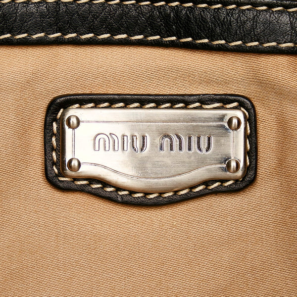 ミュウミュウ ブラック レザー ショルダーバッグ レディース MIUMIU 【中古】