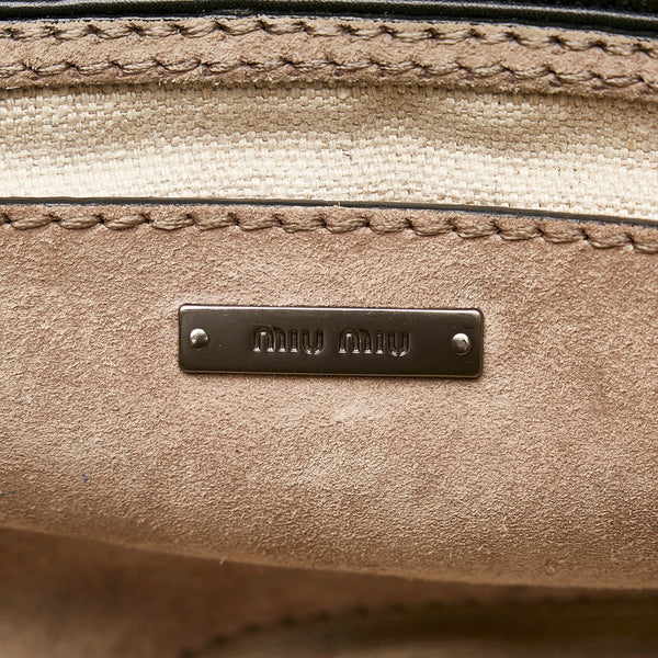 ミュウミュウ トートバッグ ブラック レザー レディース MIUMIU 【中古】
